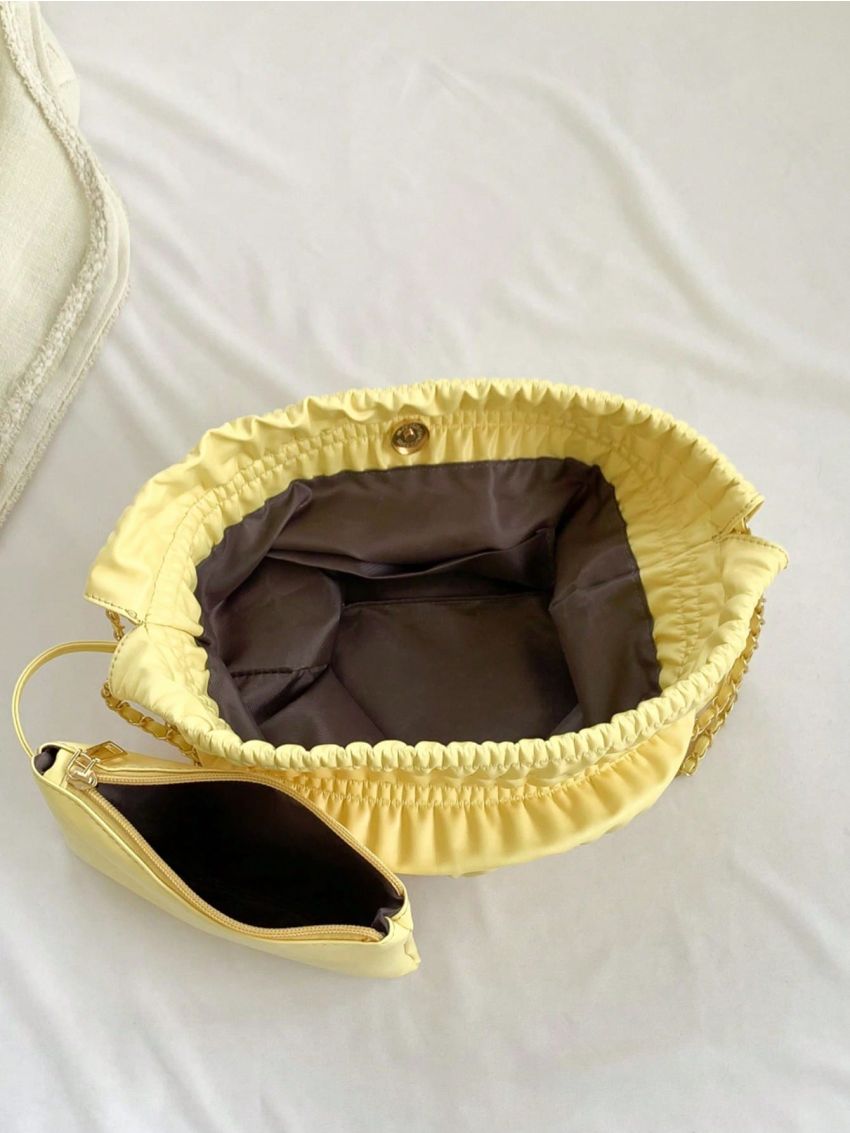 Minimalist Ruched Bag Chain Strap With Purse