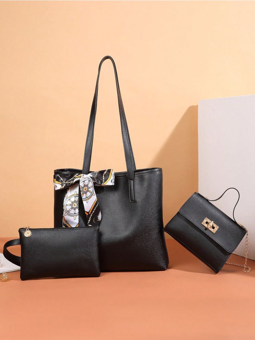 3pcs Bag Sets Tote Satchel Wristlet Bag, Best Work Bag For Women