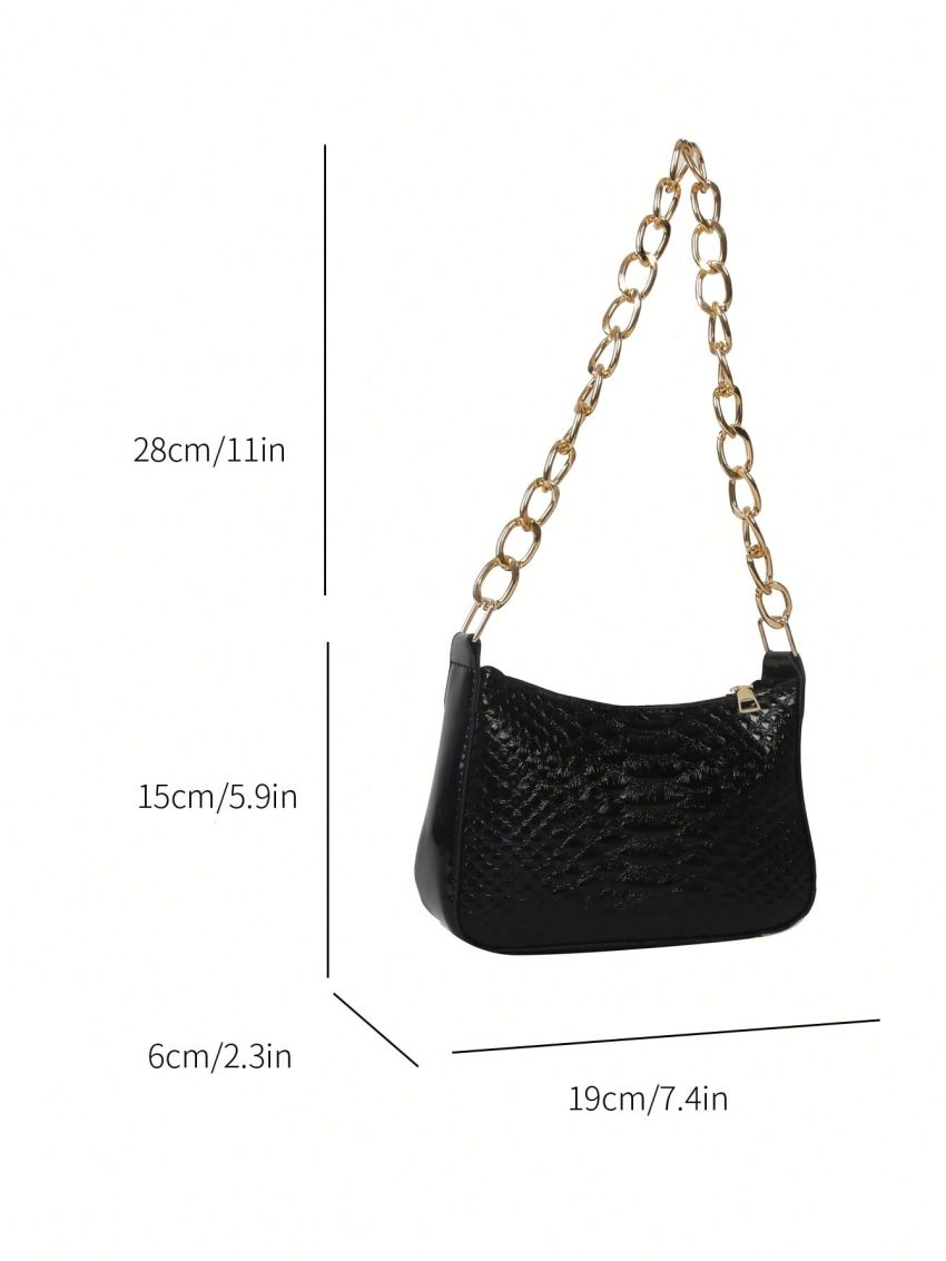Mini Shoulder Bag Crocodile Embossed Chain Strap