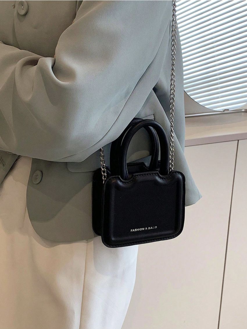 Mini Square Bag Double Handle Letter Detail