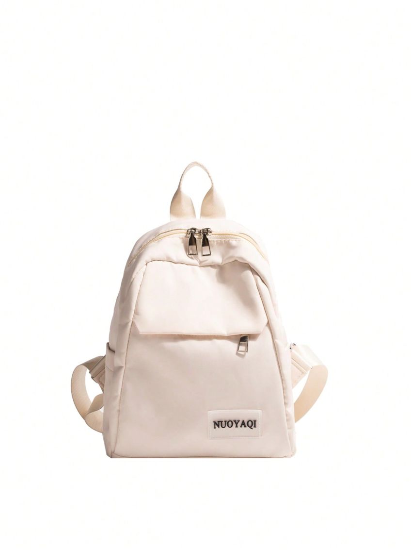 Mini Fashion Backpack Letter Patch Decor