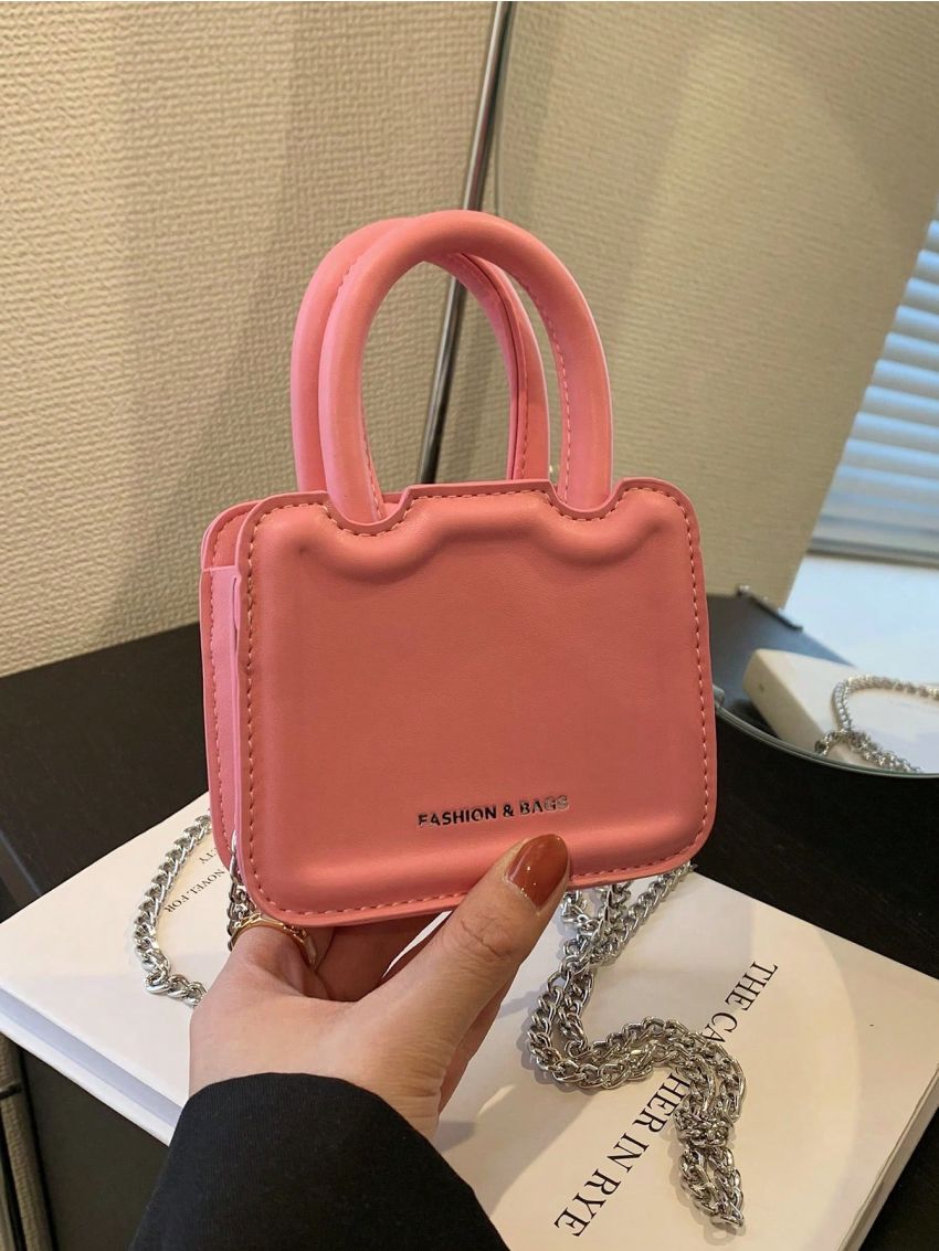 Mini Square Bag Letter Detail Double Handle