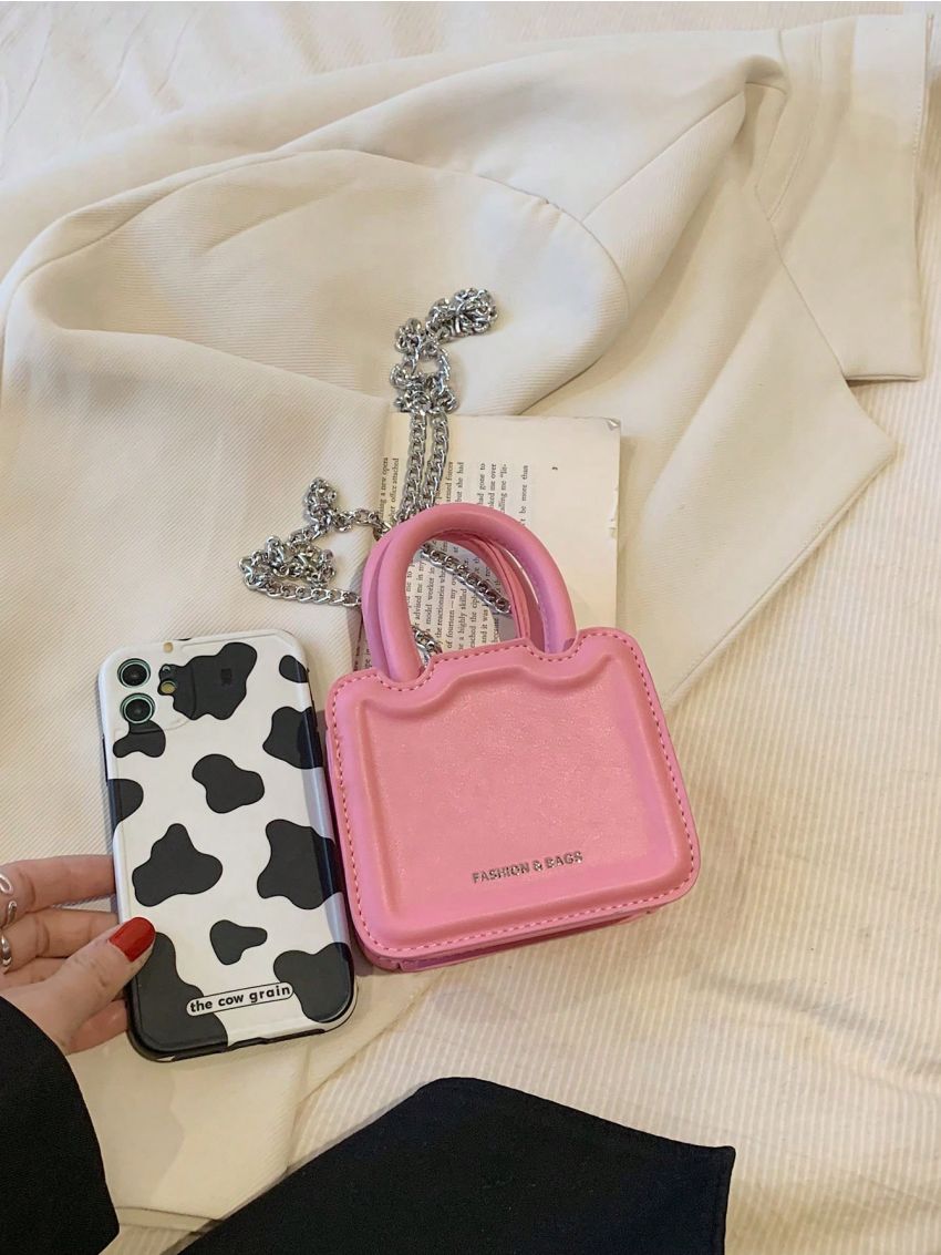 Mini Square Bag Letter Detail Double Handle