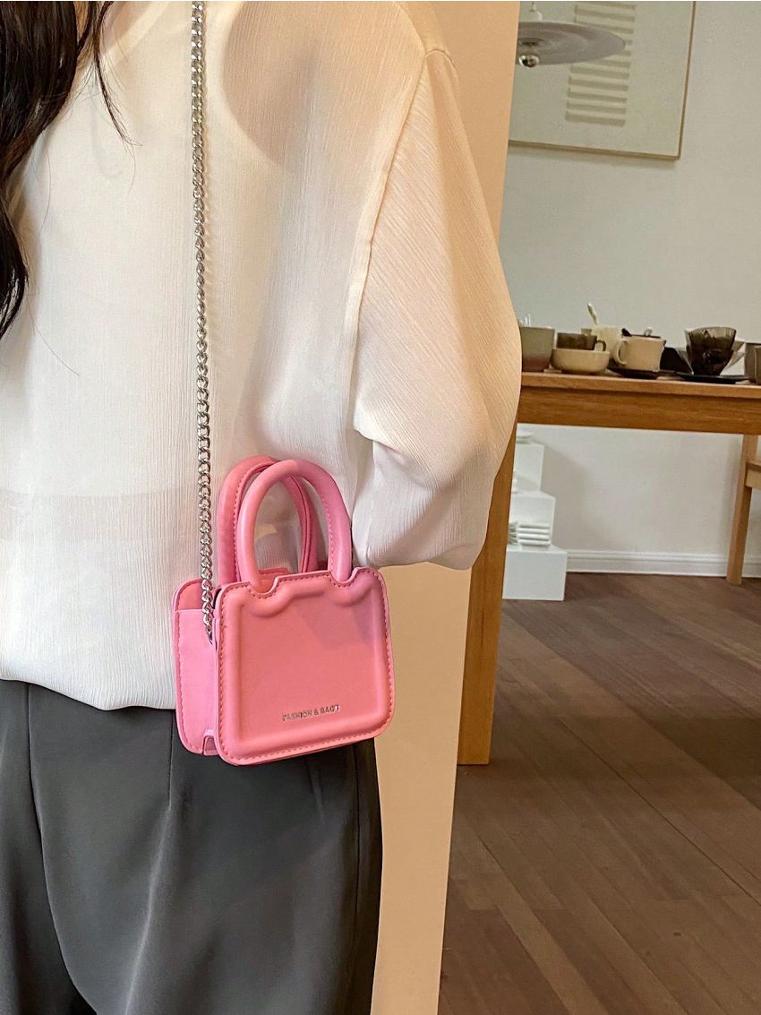 Mini Square Bag Letter Detail Double Handle