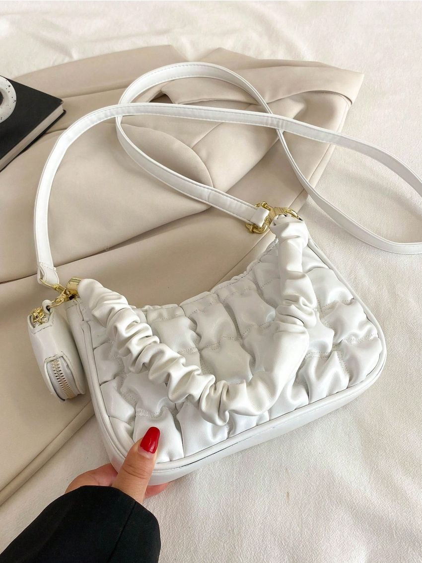 Small Ruched Bag Solid Color With Coin Purse