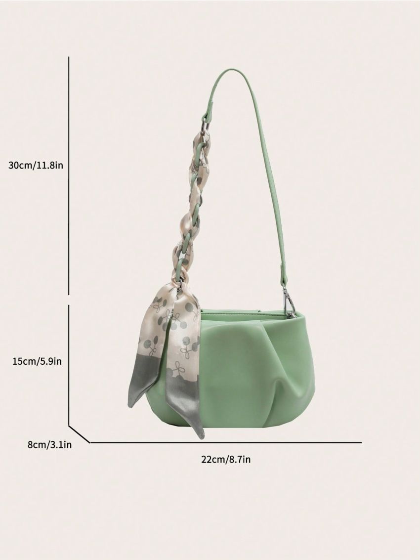 Twilly Scarf Decor Ruched Bag Fashion
