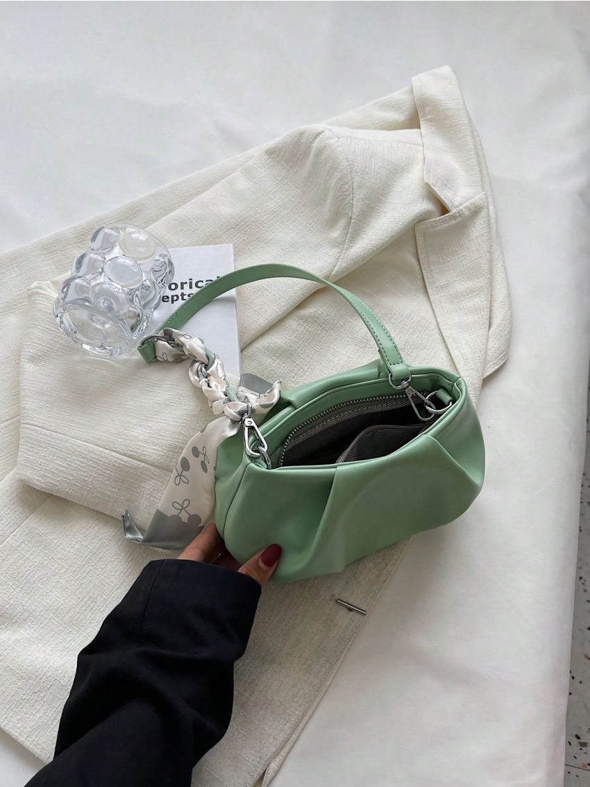Twilly Scarf Decor Ruched Bag Fashion