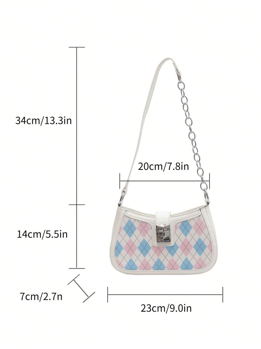 Geometric Graphic Baguette Bag Fashion