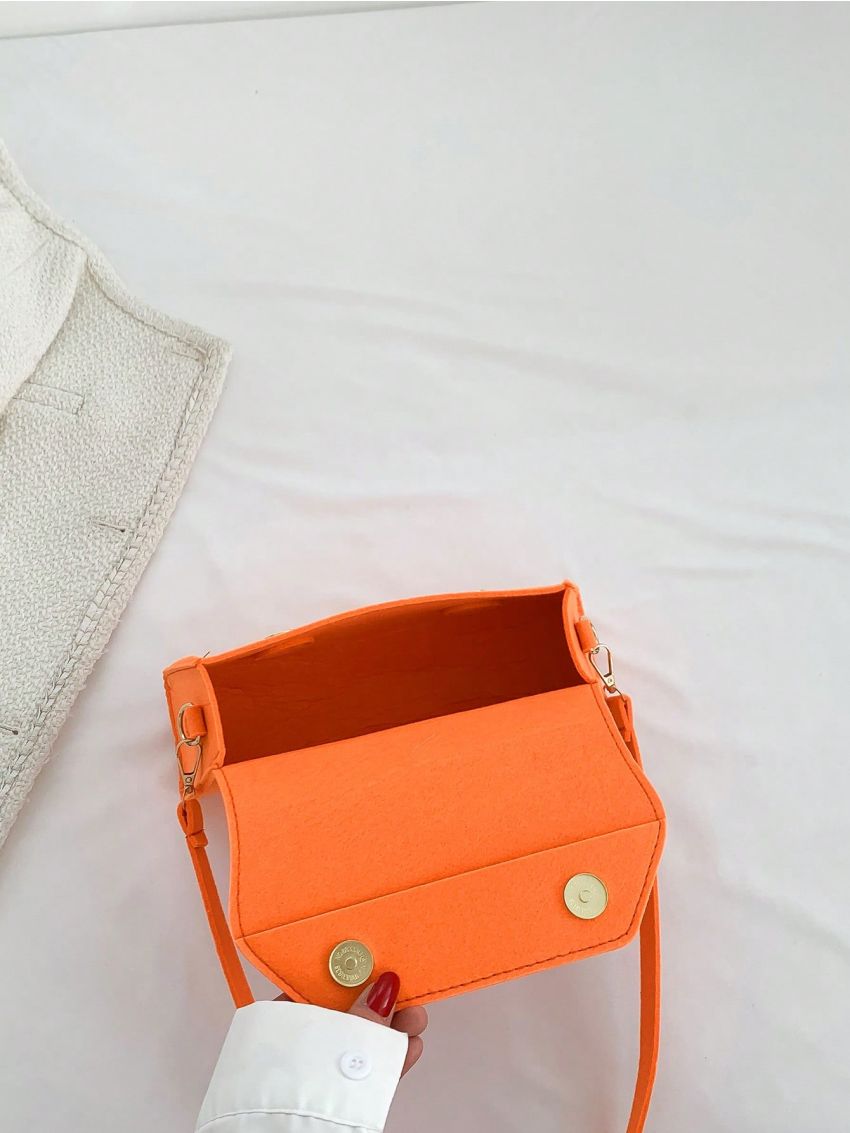 Medium Baguette Bag Crocodile Embossed Flap For Daily