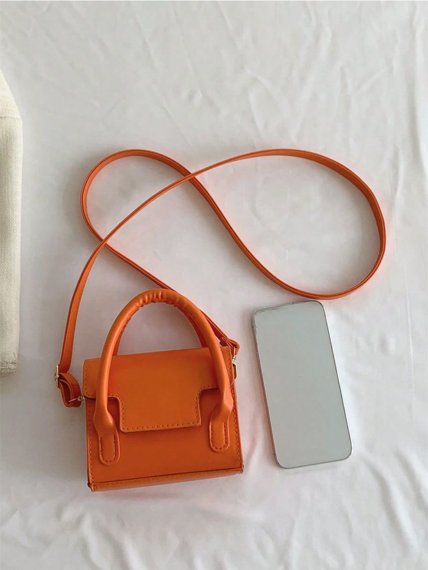 Neon Orange Square Bag Double Handle