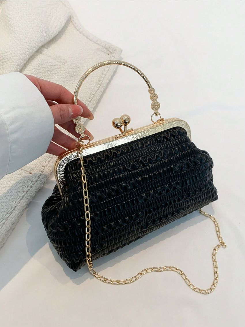 Small Dome Bag Purple Metal Decor For Daily