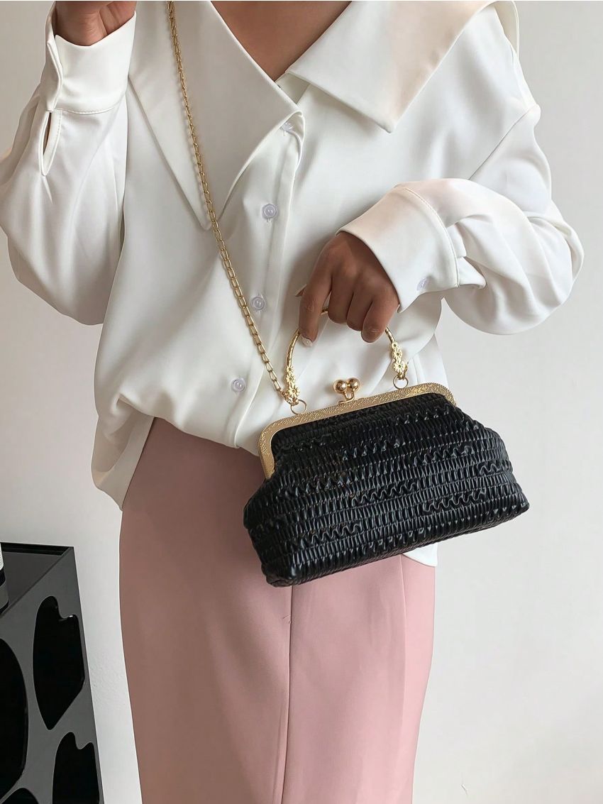 Small Dome Bag Purple Metal Decor For Daily