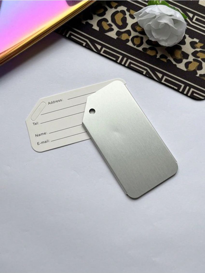 Silver Luggage Tag Name Tag Suitcase Address Label Holder Travel Accessories
