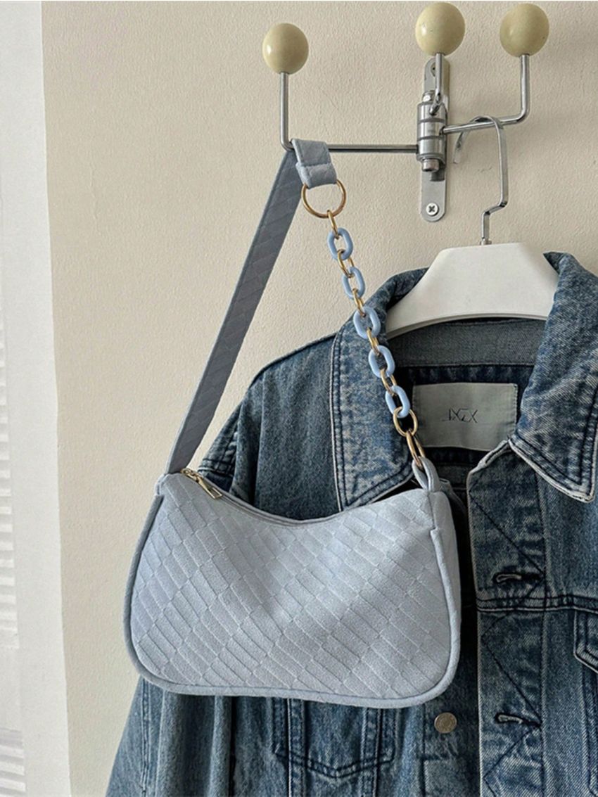Small Hobo Bag Baby Blue Chain Strap For Daily
