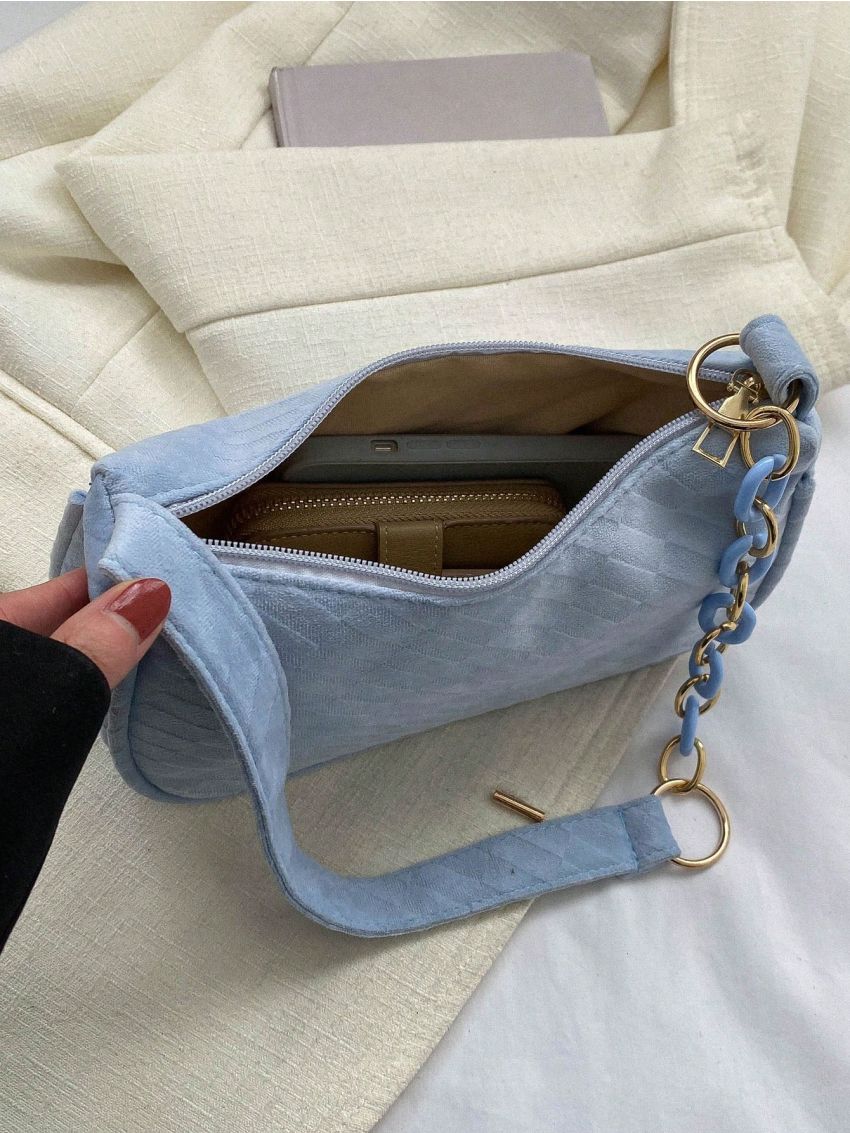 Small Hobo Bag Baby Blue Chain Strap For Daily