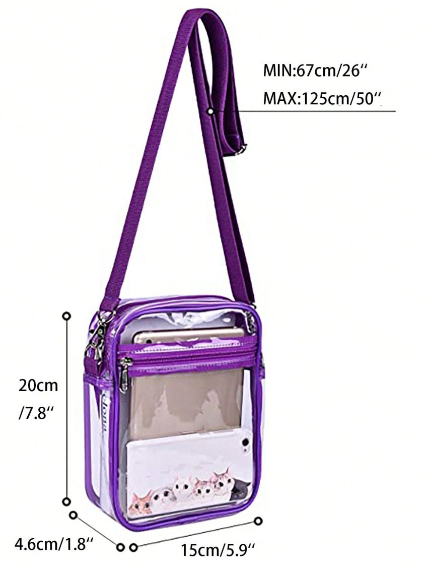 Clear Bag Stadium Approved For Work & Business Travel For Men & Women, Clear Crossbody Shoulder Bag
