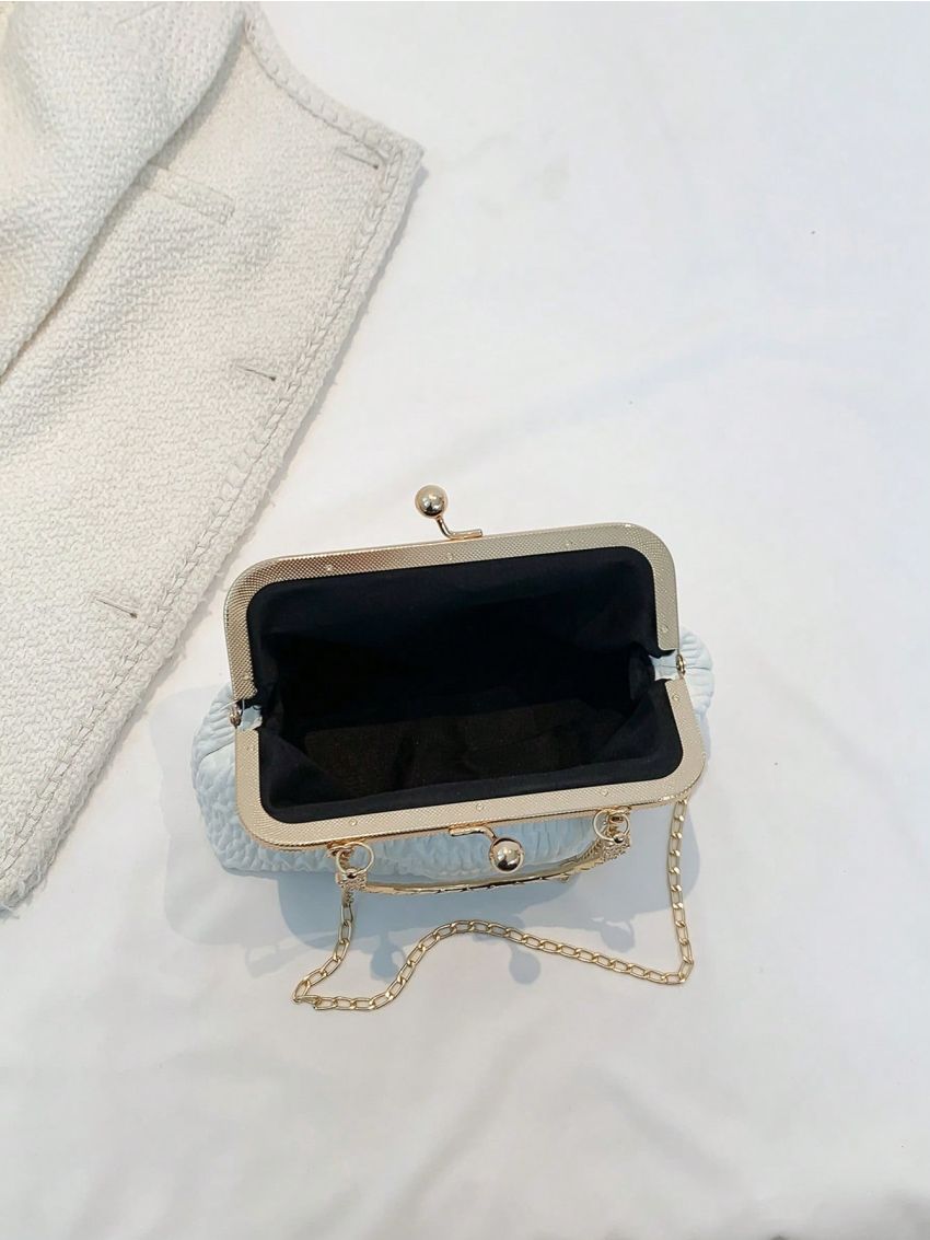 Small Dome Bag Beige Metal Decor Top Handle For Daily