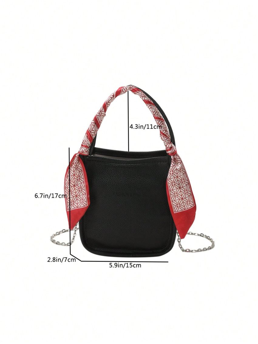 Mini Square Bag Twill Scarf Decor Double Handle