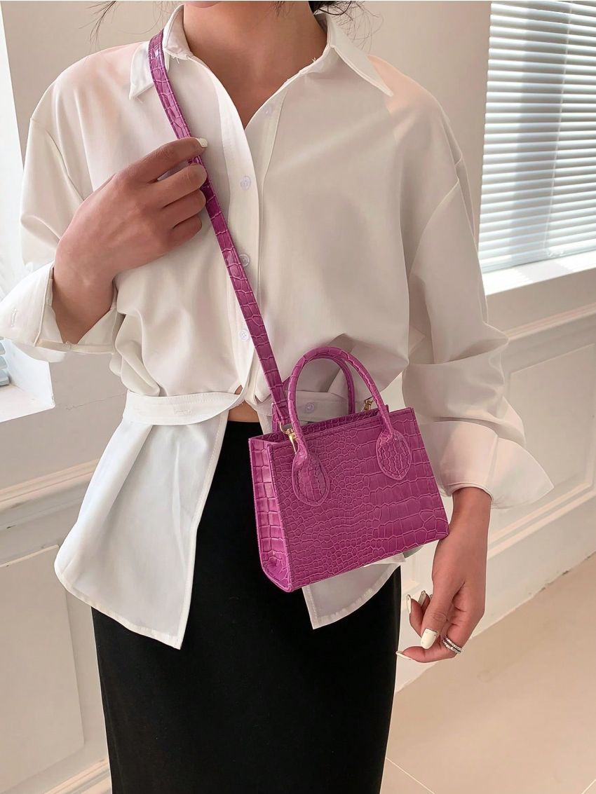 Mini Square Bag Crocodile Embossed PU