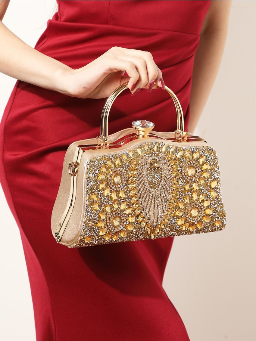 Small Box Bag Glamorous Rhinestone Decor For Party