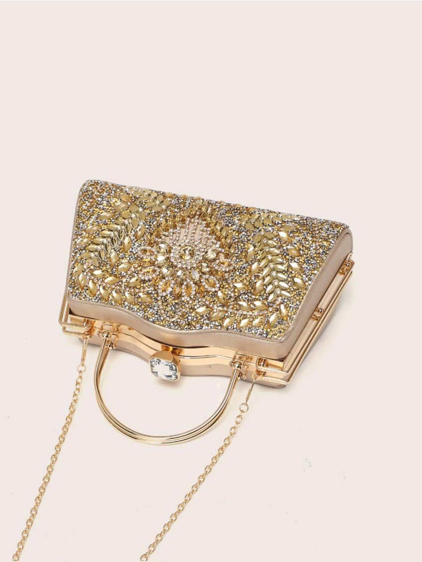 Chain Box Bag Rhinestone Decor Glamorous