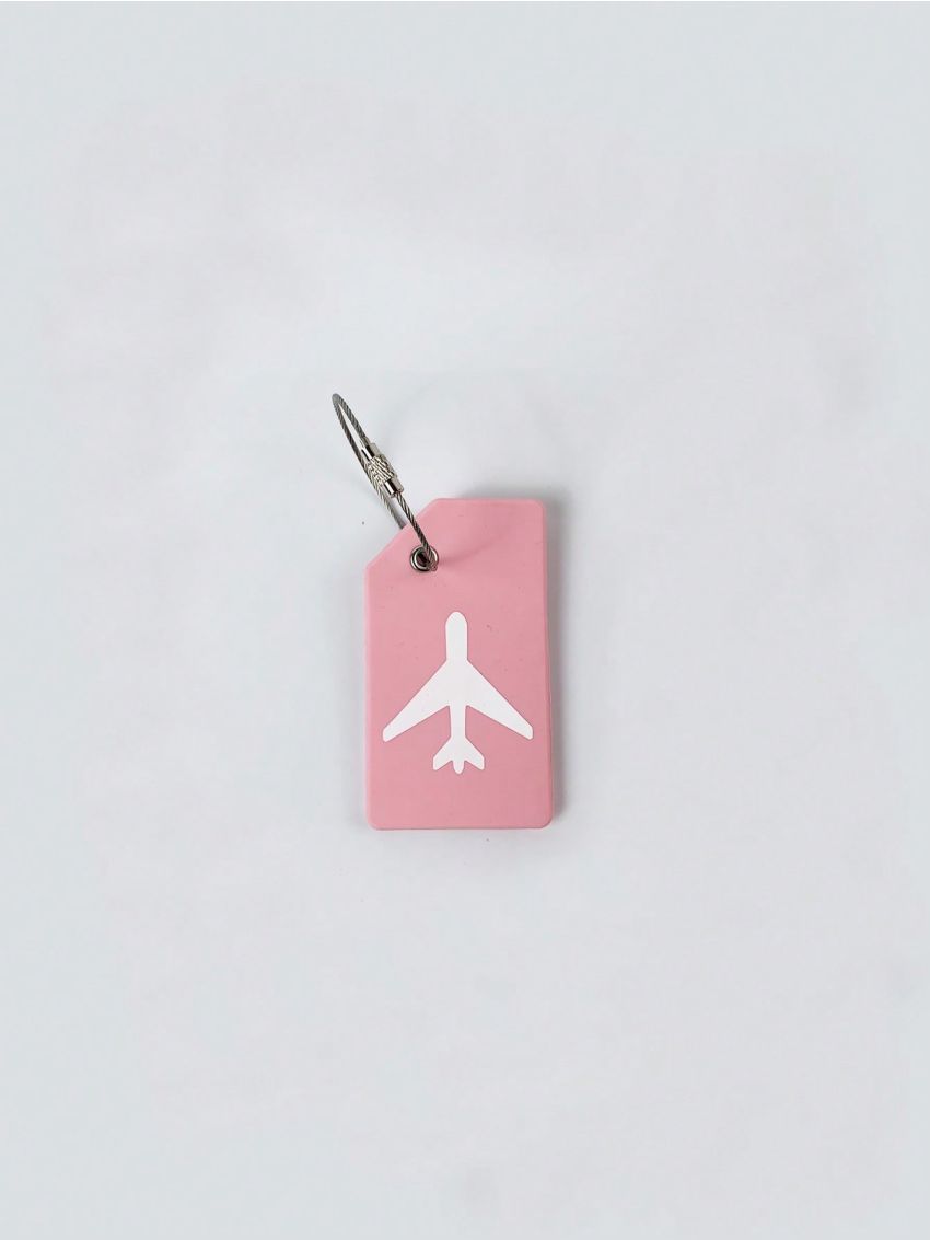 Silicone Luggage Tag Plane Pattern Pink