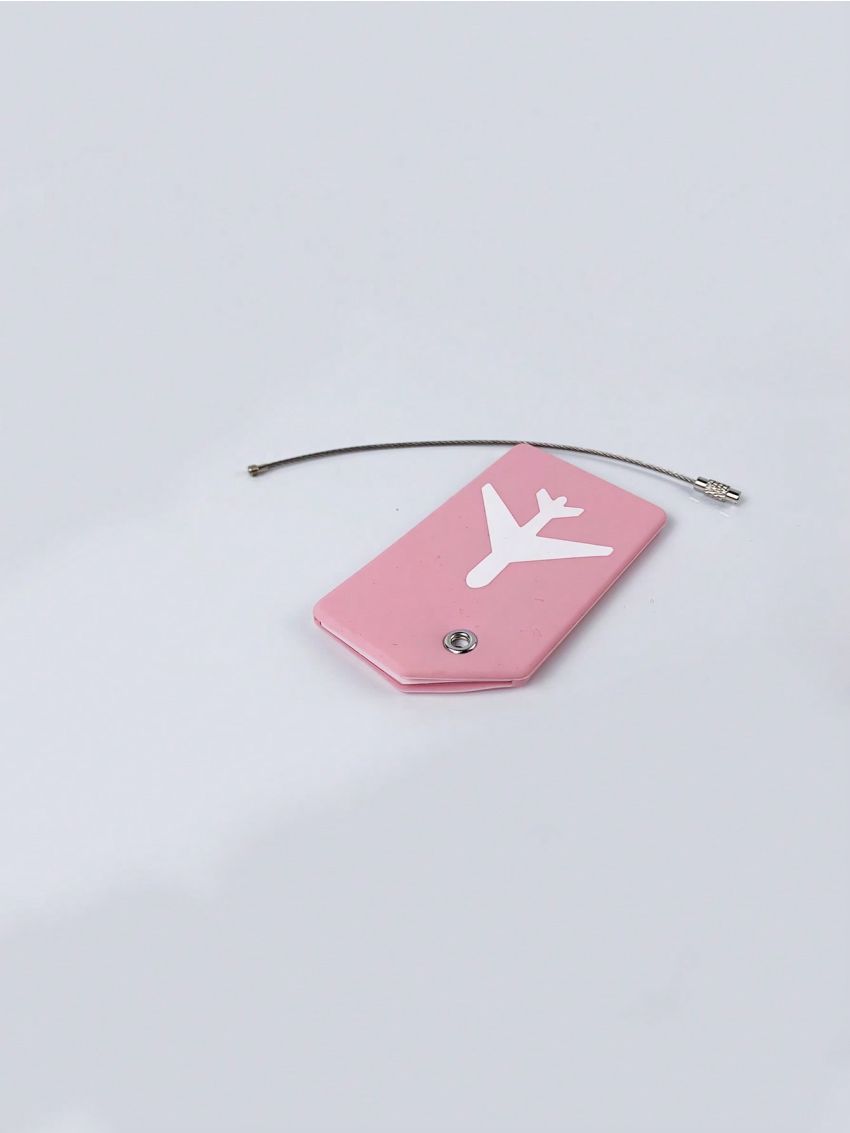 Silicone Luggage Tag Plane Pattern Pink