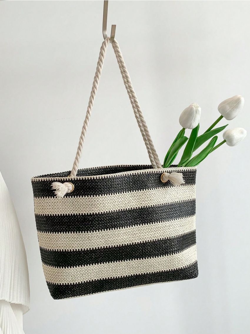 Two Tone Straw Bag Vacation
