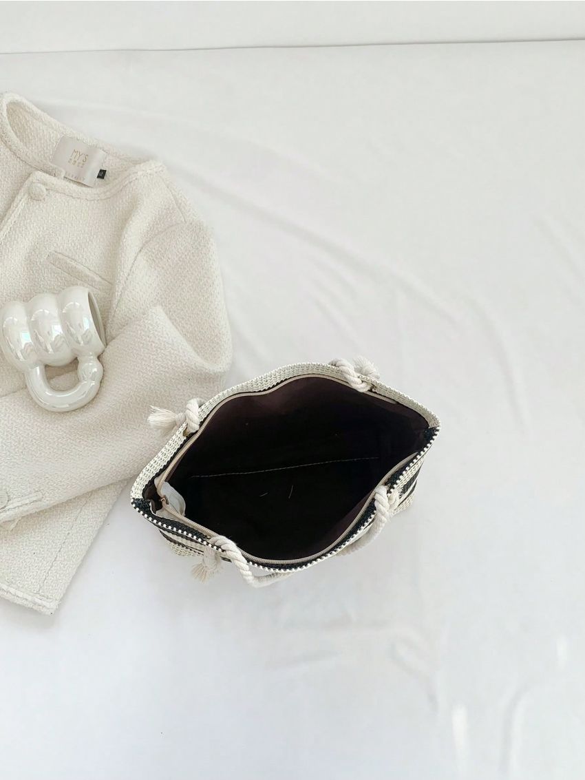 Two Tone Straw Bag Vacation