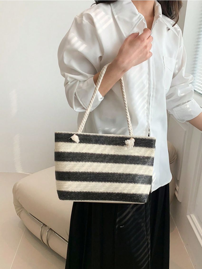 Two Tone Straw Bag Vacation