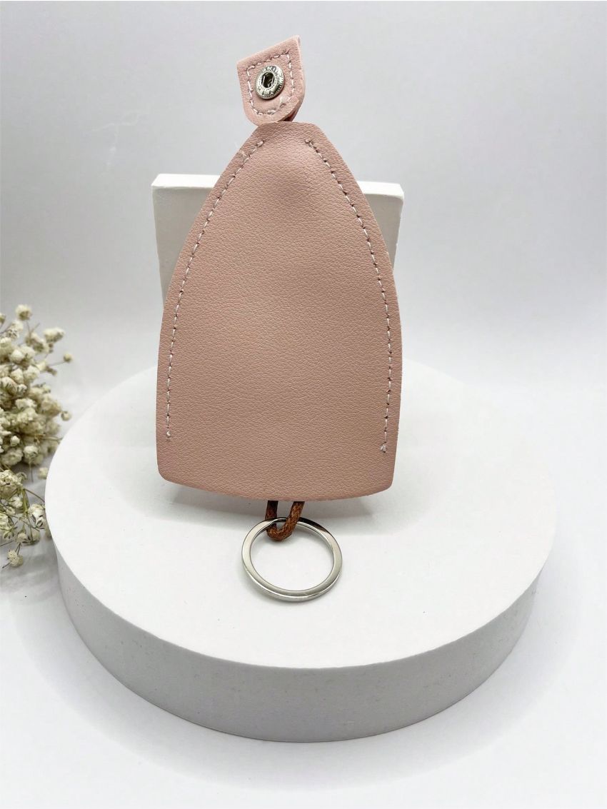 Stitch Detail Key Case With Ring Car Holder Case