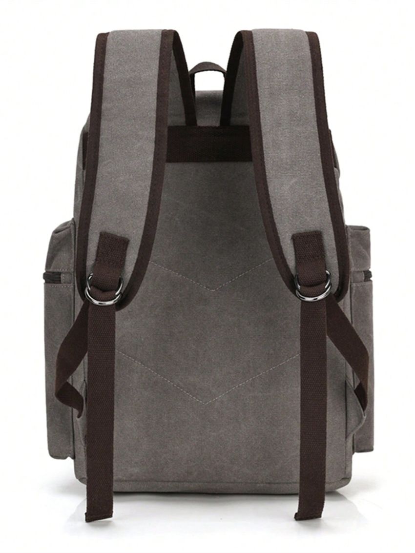 Buckle Decor Casual Daypack Letter Patch Decor Flap