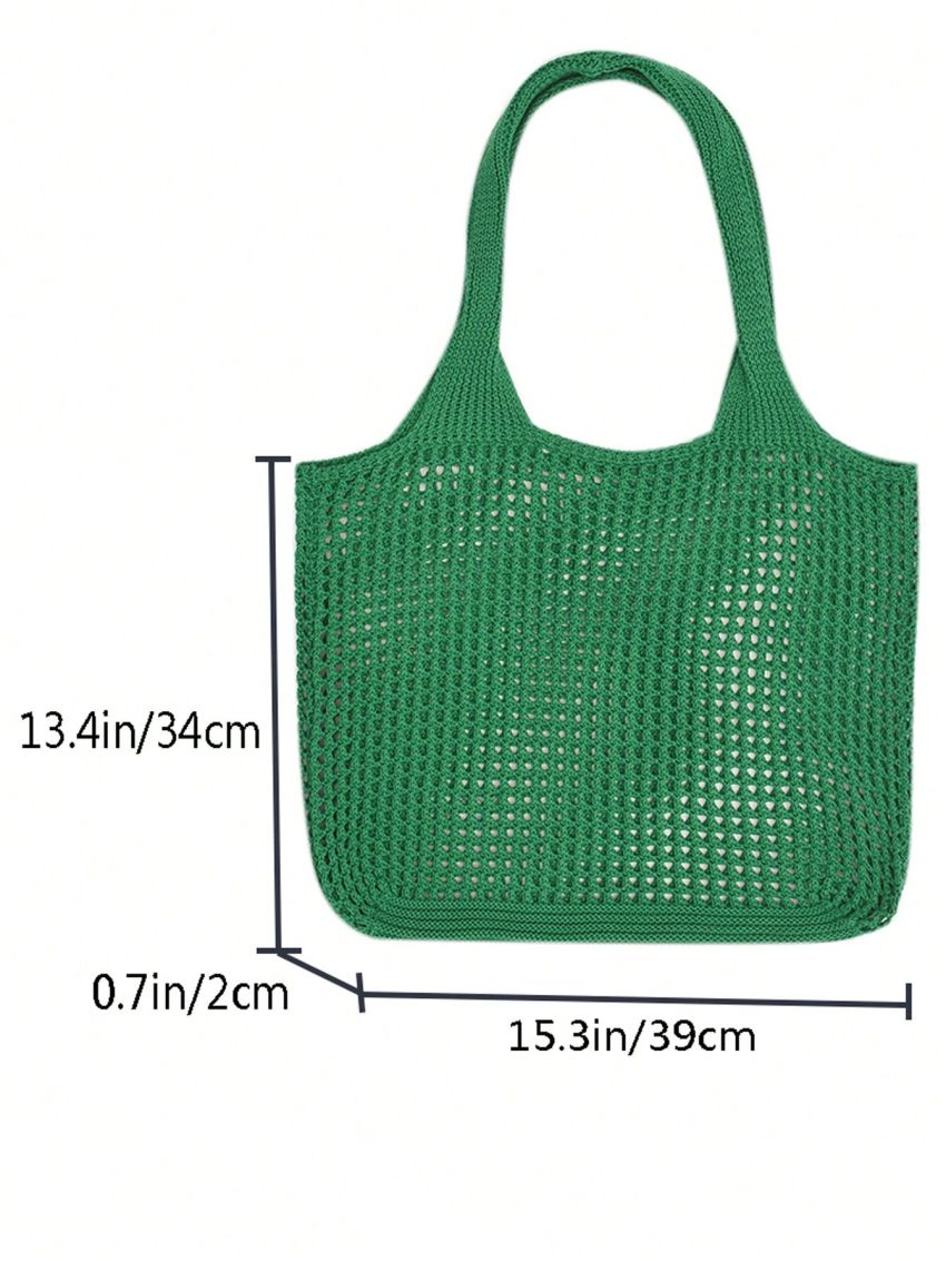 Medium Crochet Bag Hollow Out Design Green