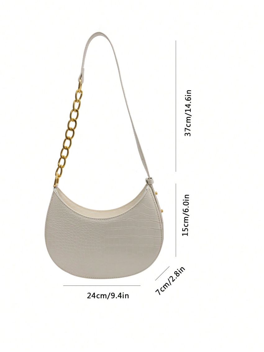 Small Hobo Bag Crocodile Embossed Minimalist