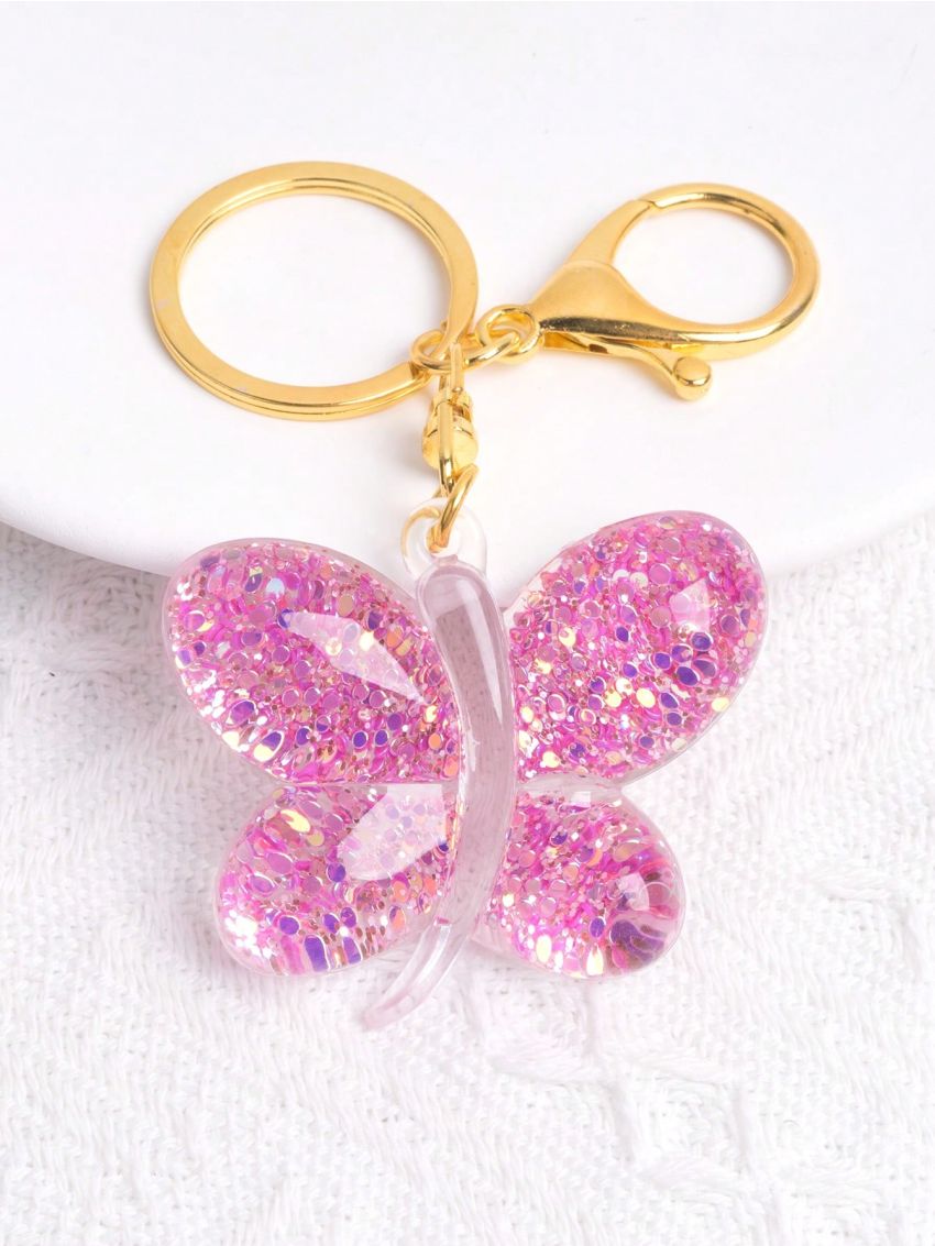 Butterfly Design Bag Charm Sequin Decor