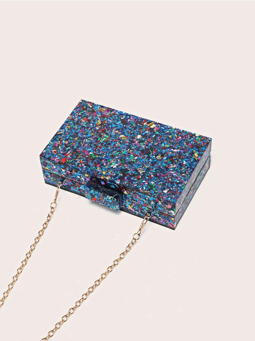 Mini Box Bag Sequin Decor Chain Strap