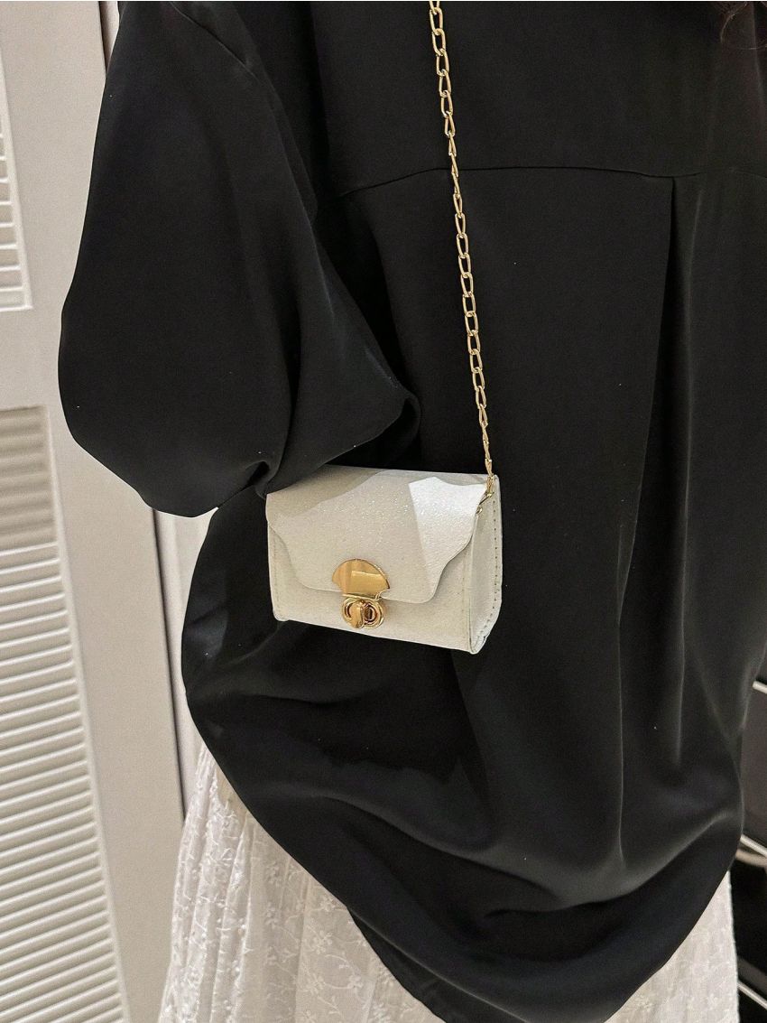 Mini Square Bag Twist Lock Chain Strap