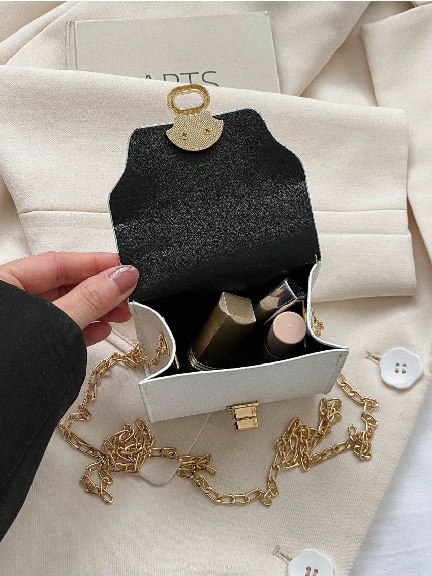 Mini Square Bag Twist Lock Chain Strap