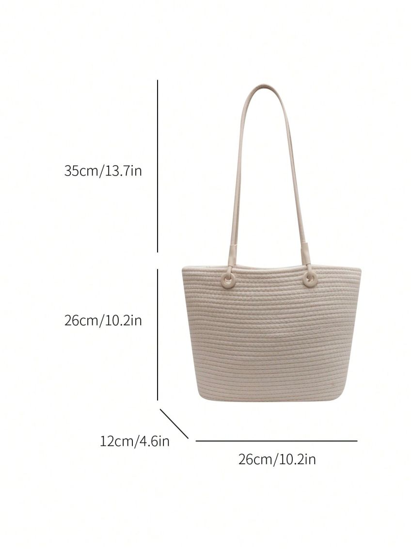 Medium Straw Bag Double Handle Vacation Style