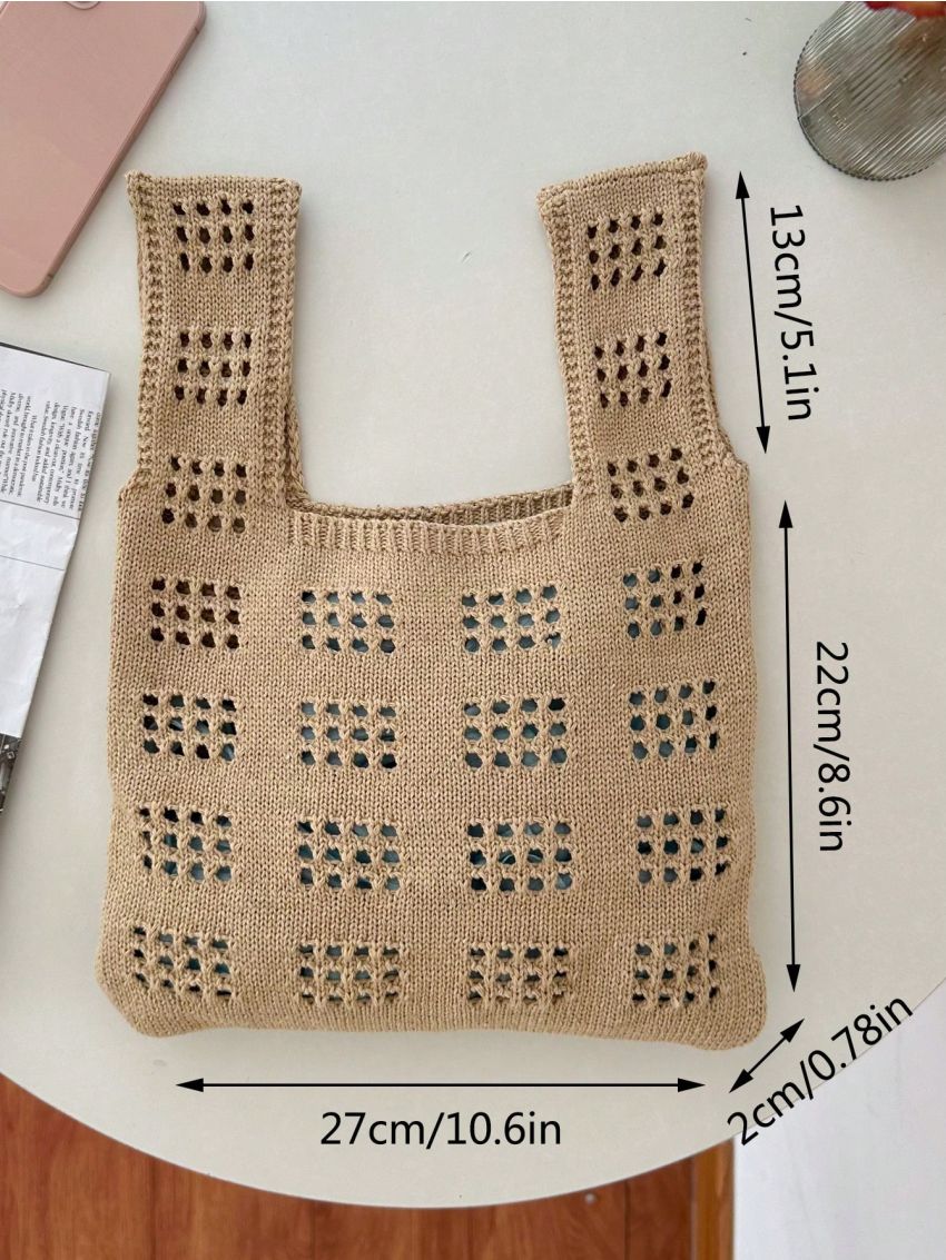 Women's Single Shoulder Bag Tote Bag, Mini Crochet Bag, Women's Simple Woven Tote Bag