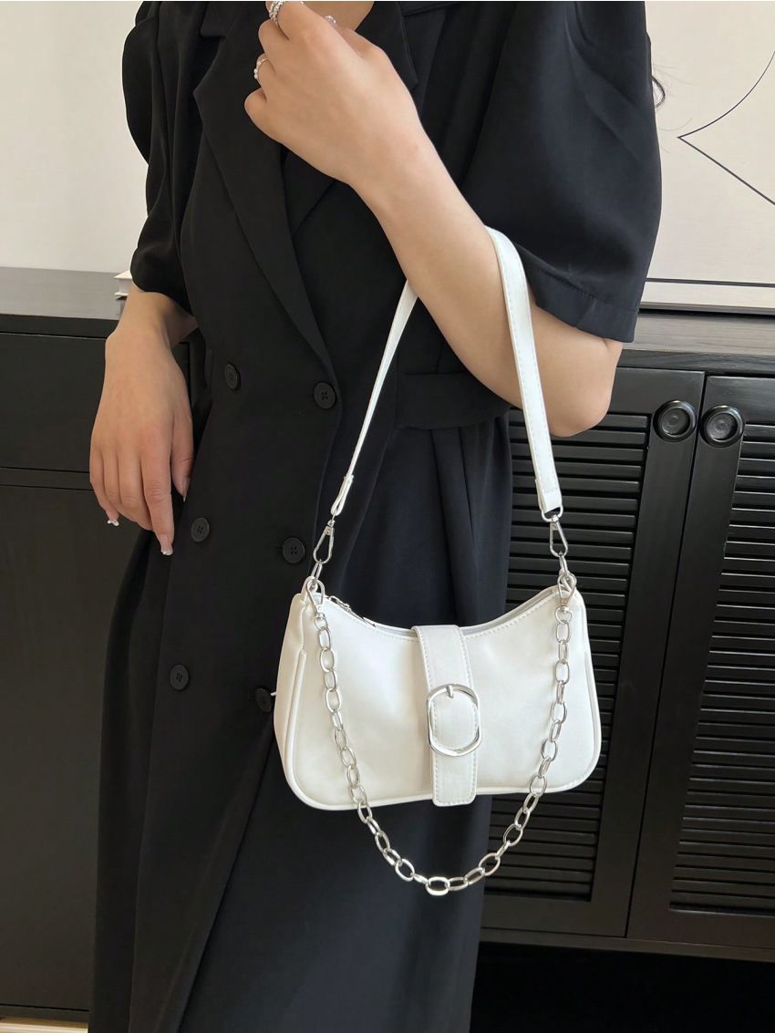 Small Hobo Bag Buckle Decor