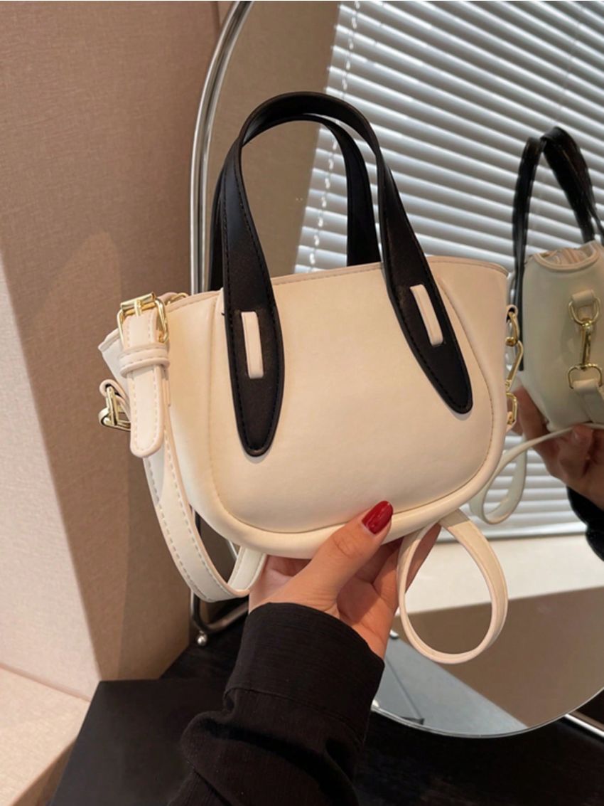 Mini Satchel Bag Double Handle Two Tone