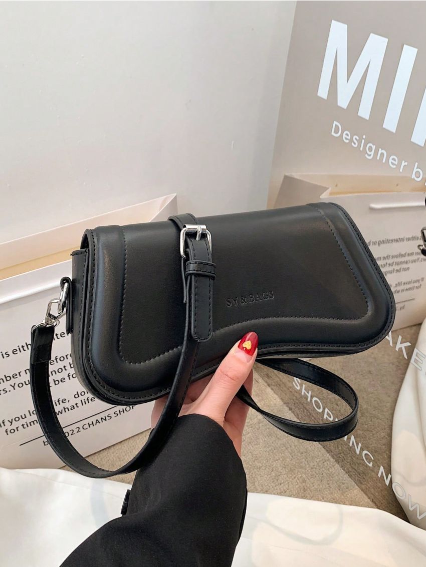 Small Crossbody Bag Letter Embossed Detail Flap