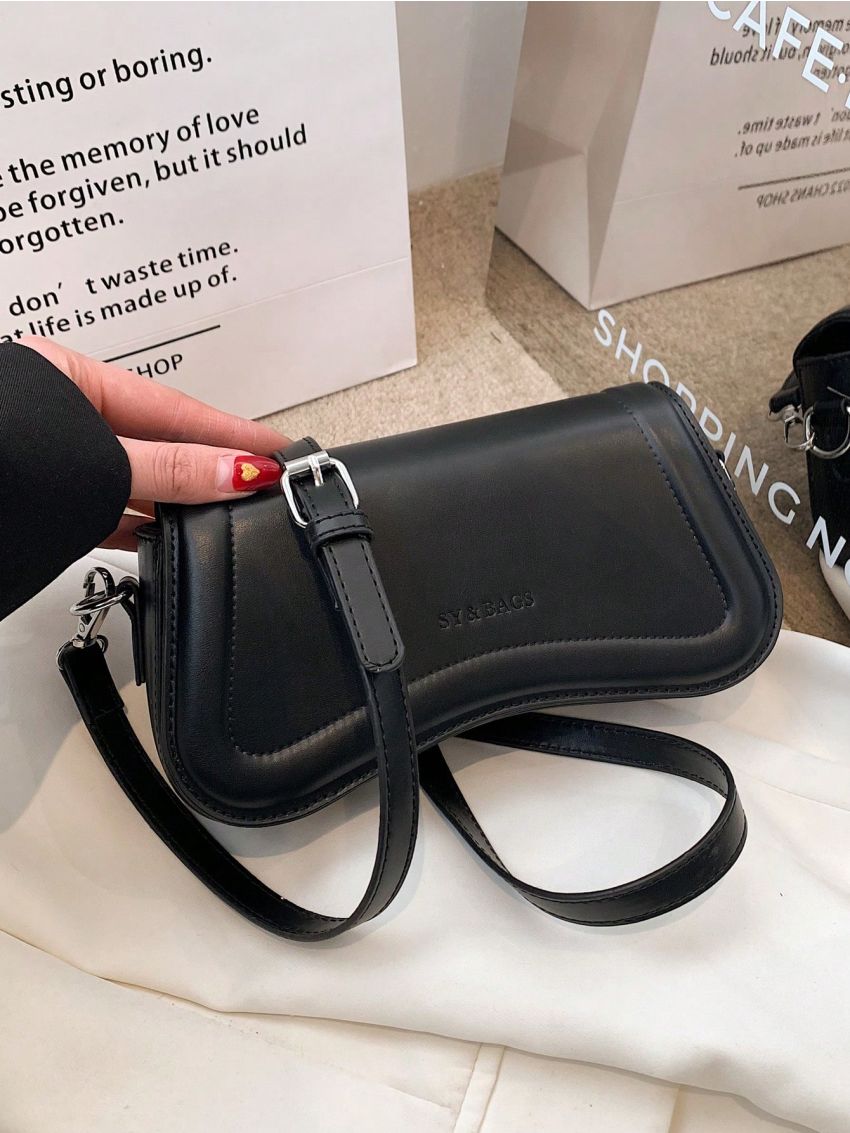 Small Crossbody Bag Letter Embossed Detail Flap