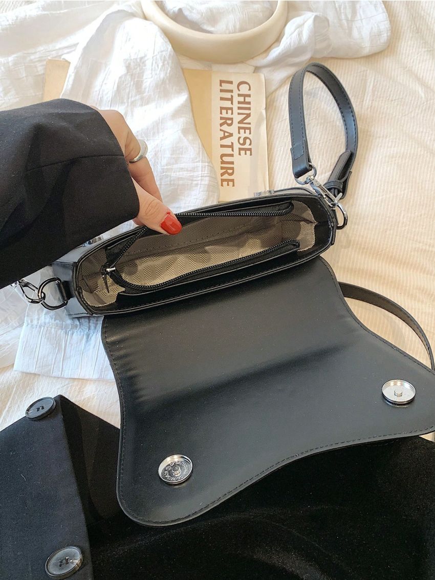 Small Crossbody Bag Letter Embossed Detail Flap