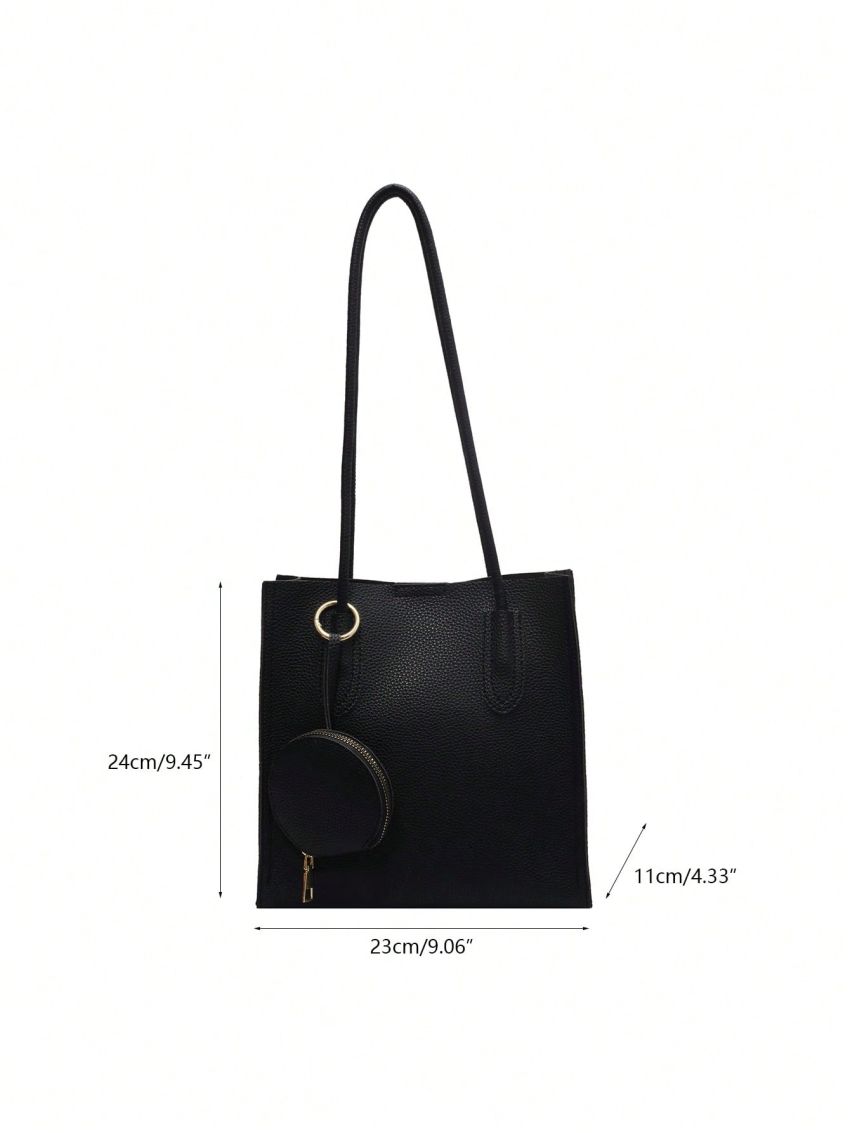 Small Square Bag Solid Color Double Handle With Coin Purse