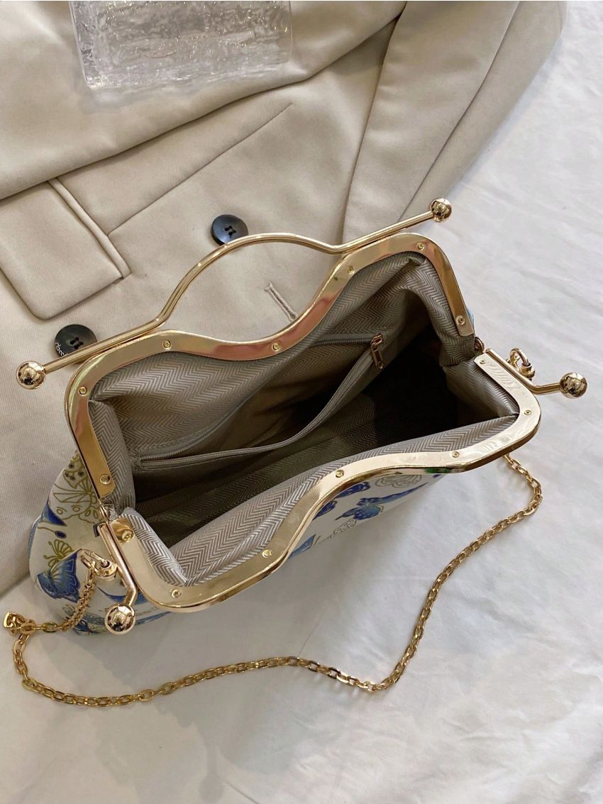 Medium Square Bag Butterfly Pattern Chain Strap