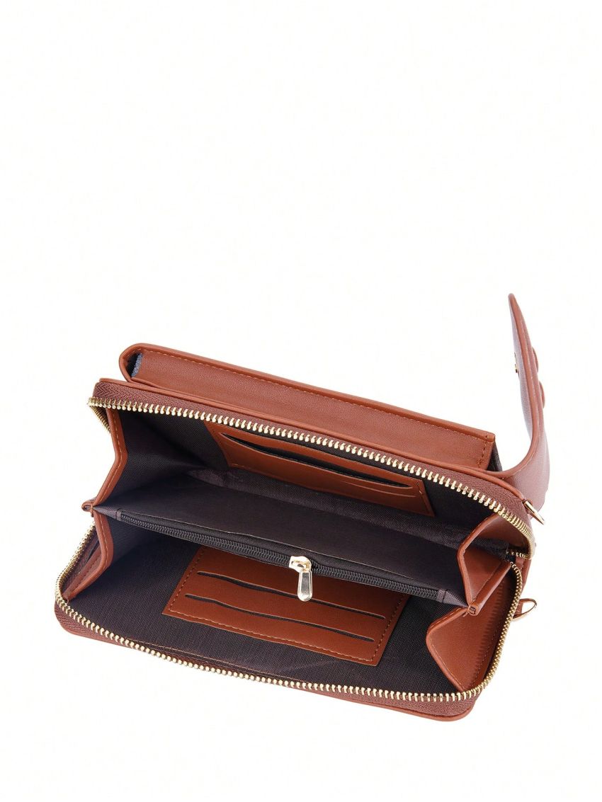 Letter Detail Phone Wallet Zipper Around