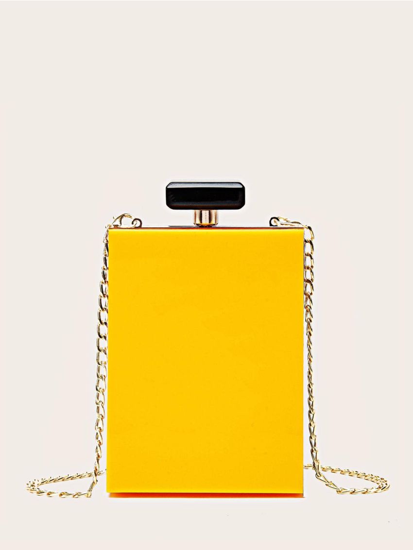 Mini Box Bag Color Block Chain PMMA