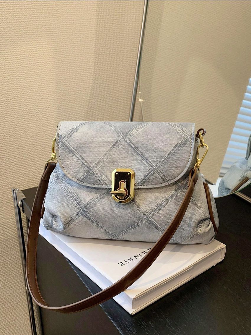 Graphic Square Bag Flap PU